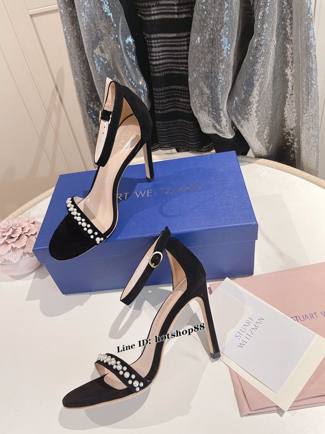 STUART WEITZMAN經典款高跟涼鞋 一字帶珍珠涼鞋 dx3257